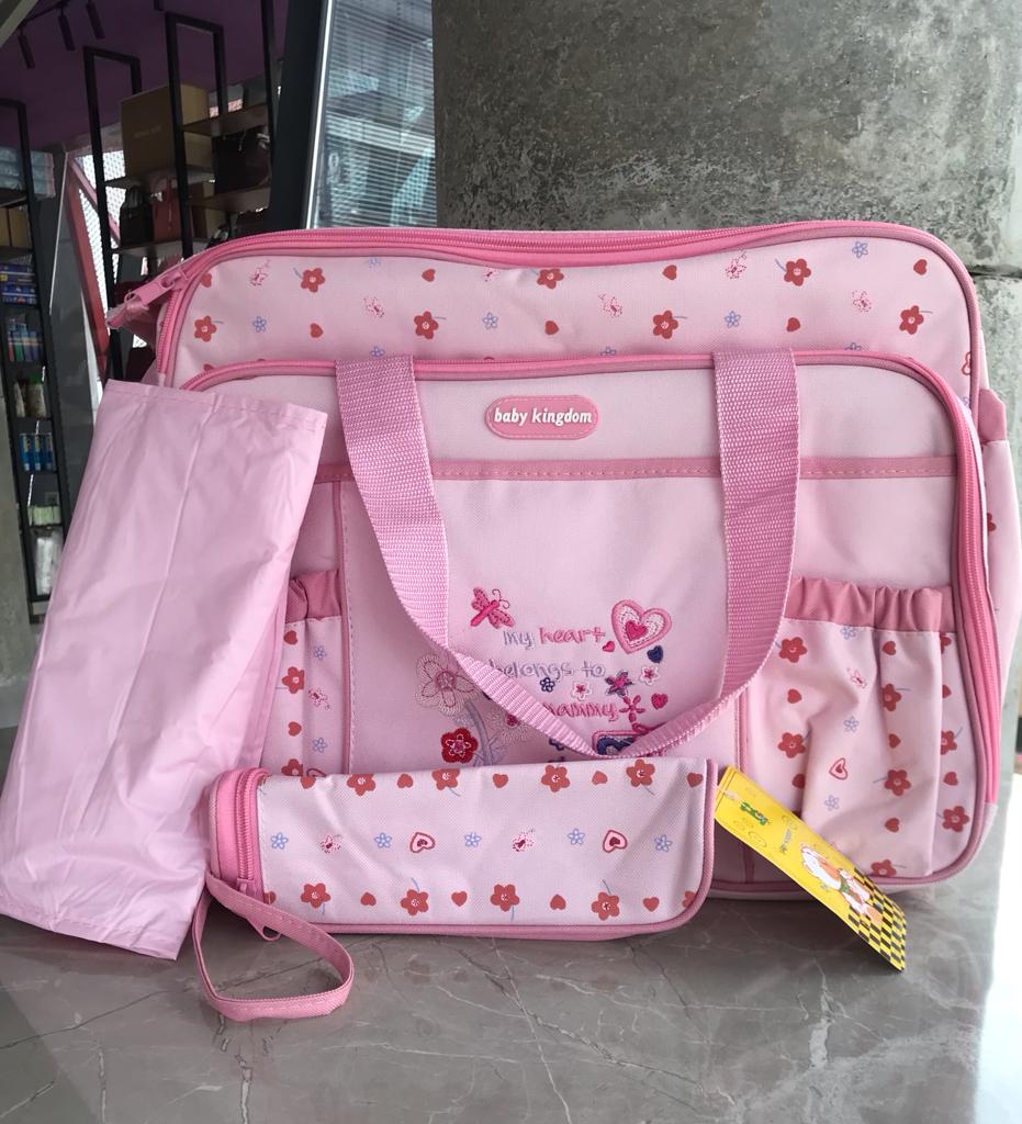 Baby Kingdom Diaper Bag 3 pcs- Pink