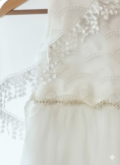 Baby Pure White Angelic Party Dress with Lace Cape