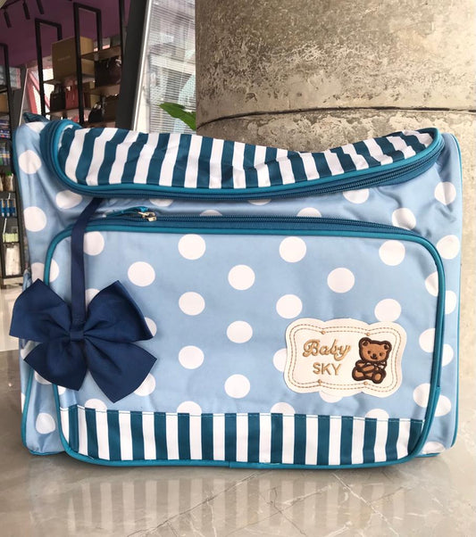 Baby Sky Polka Dot Designed Diaper Bag 3pcs Set- Blue