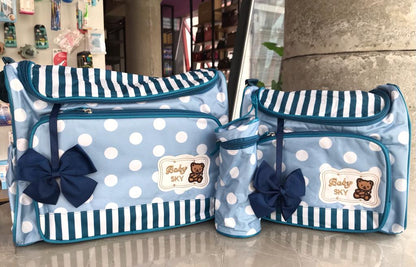 Baby Sky Polka Dot Designed Diaper Bag 3pcs Set- Blue