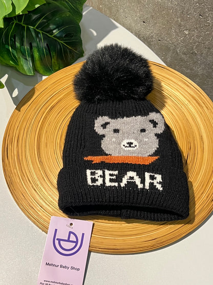 Baby Woolen Beanie Cap- Bear (6m-3y)