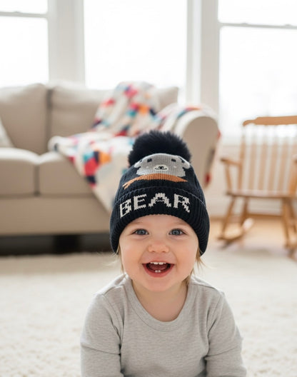 Baby Woolen Beanie Cap- Bear (6m-3y)