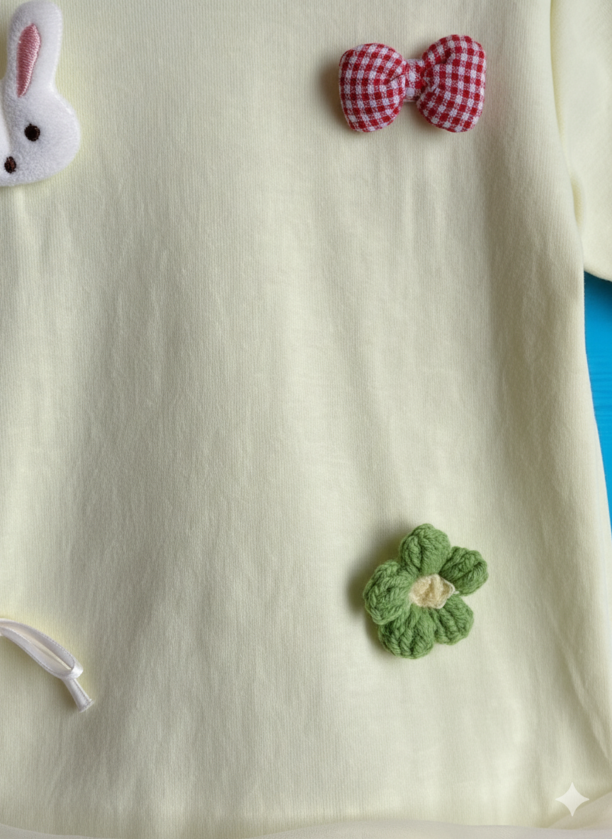 Baby Girl Cotton Frock Dress Lower Net-Light Yellow