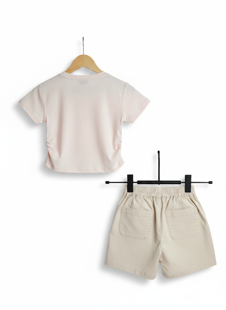Baby Girl Summer Co Ord Set- Light Pink