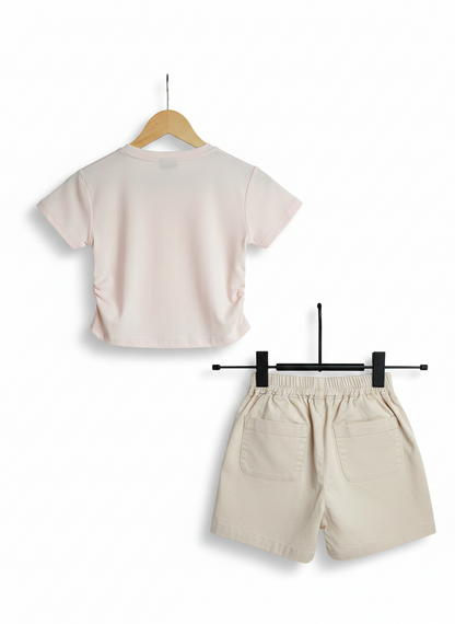 Baby Girl Summer Co Ord Set- Light Pink
