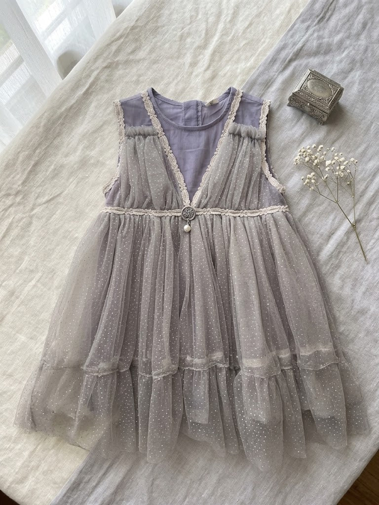 Baby Girl's Semi Party Frock- Ash (3-4Y)