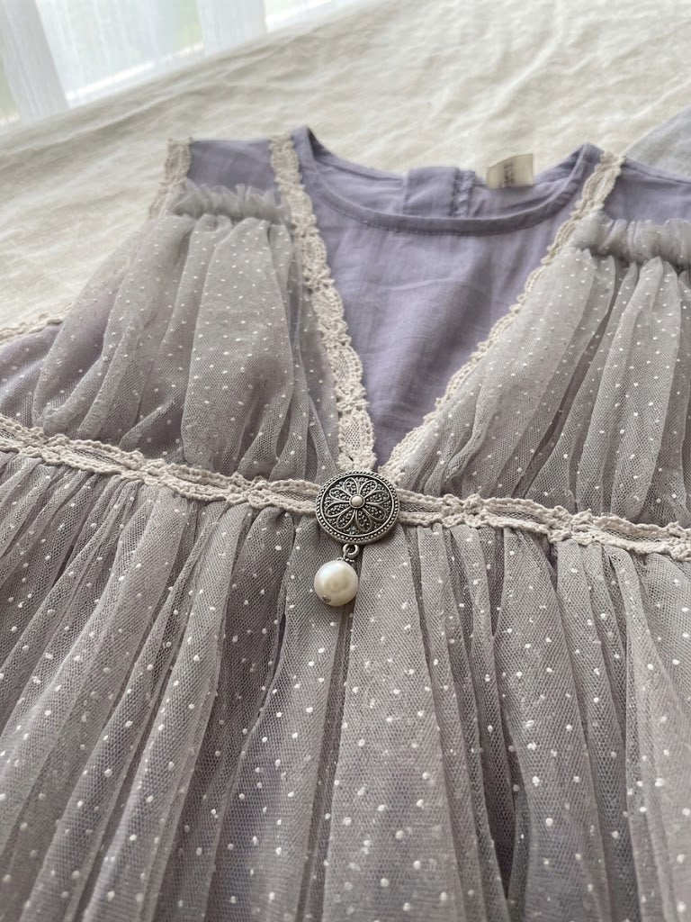 Baby Girl's Semi Party Frock- Ash (3-4Y)