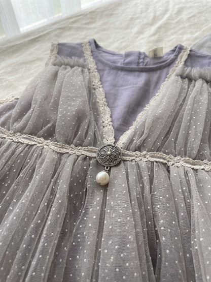 Baby Girl's Semi Party Frock- Ash (3-4Y)