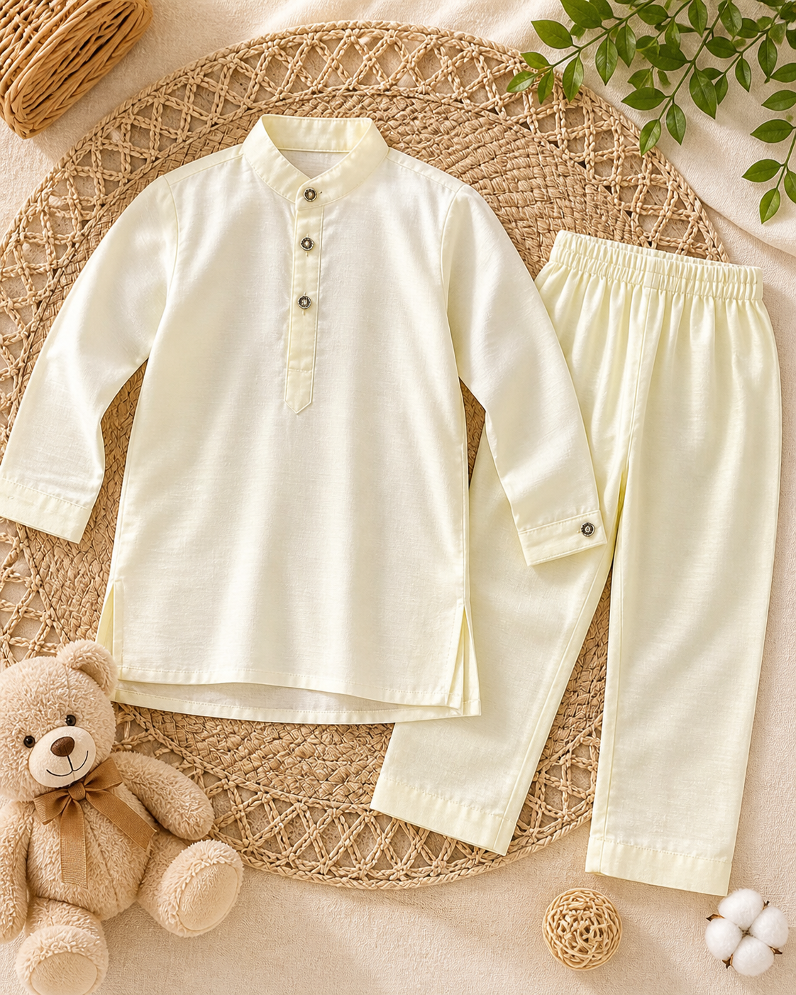 Baby Serene Butter-Cream Kurta Set