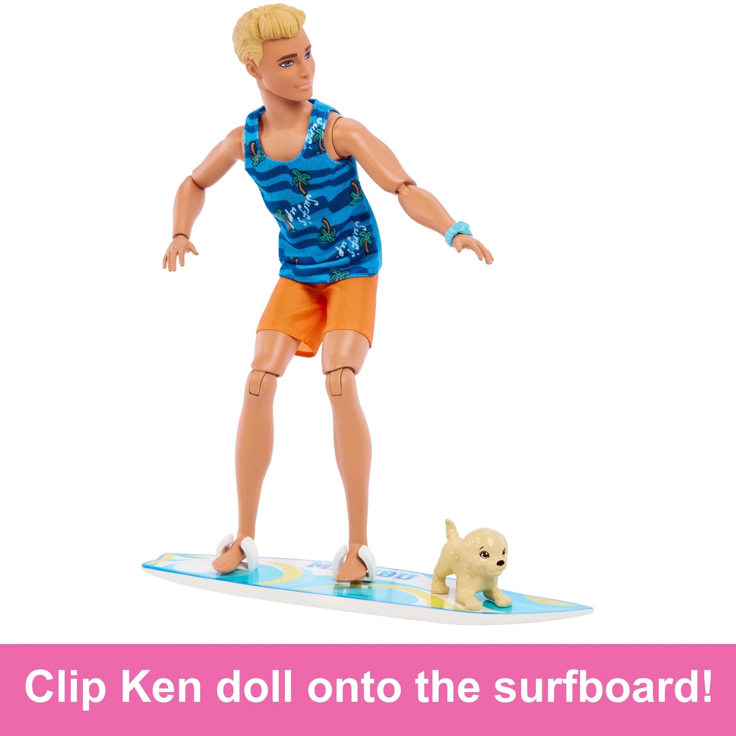 Barbie HPT50 Ken Surfboard Set, Dress-Up Doll