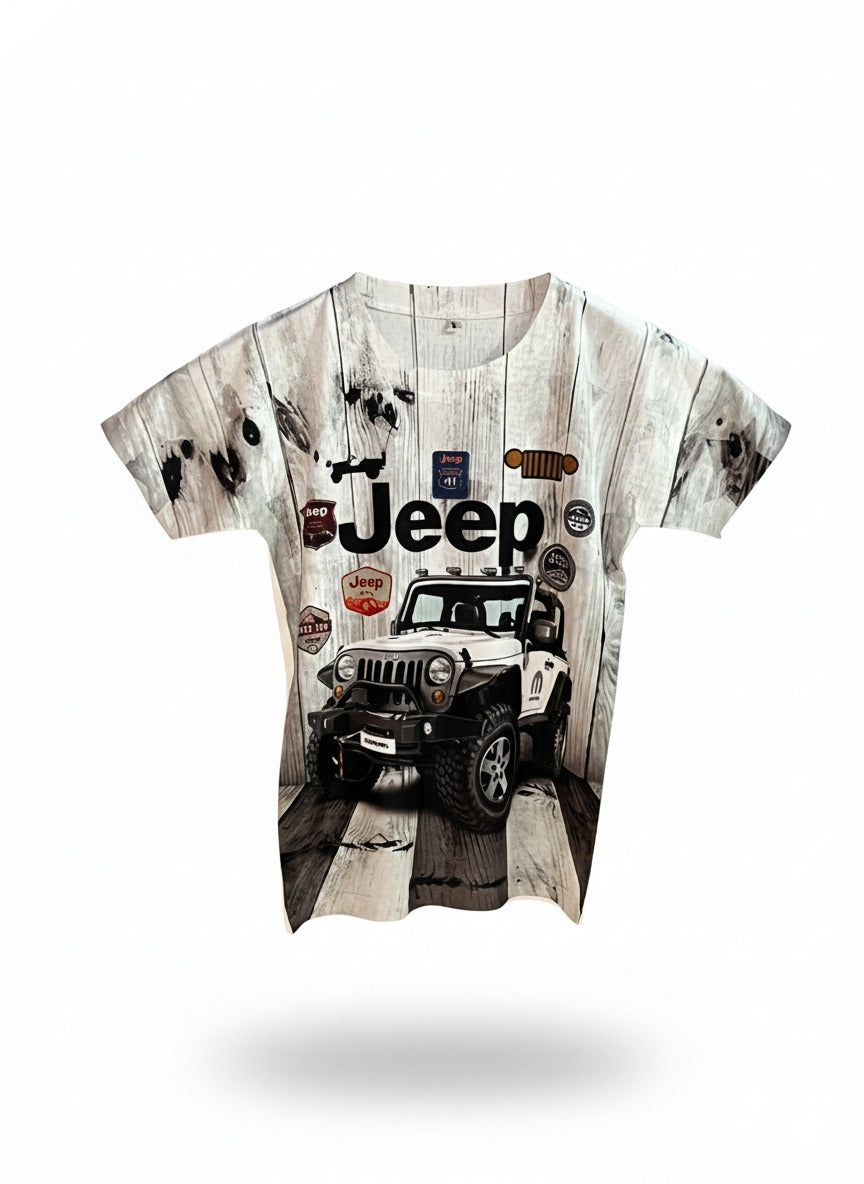 Boy's Cool Jeep Graphic Print Cotton T-Shirt