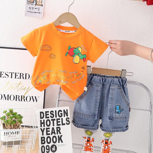 Boy's T-Shirt & Pant Set- Orange