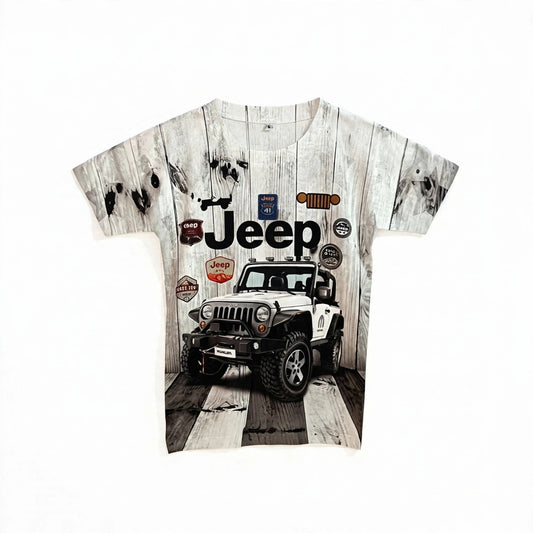 Boy's Cool Jeep Graphic Print Cotton T-Shirt (4-5Y)