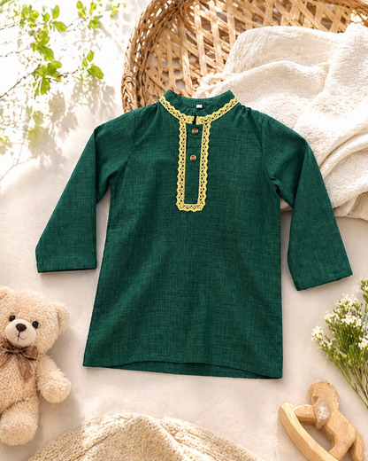 Boys' Bottle Green Ethnic Festive Kurta Panjabi (4-5Y)