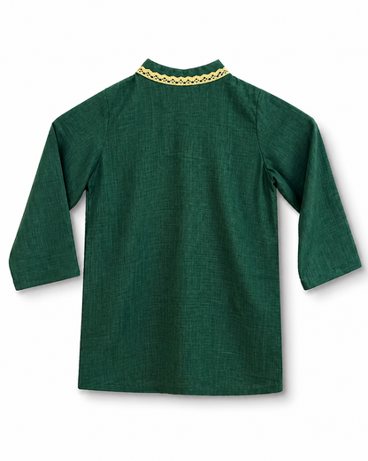 Boys' Bottle Green Ethnic Festive Kurta Panjabi (4-5Y)