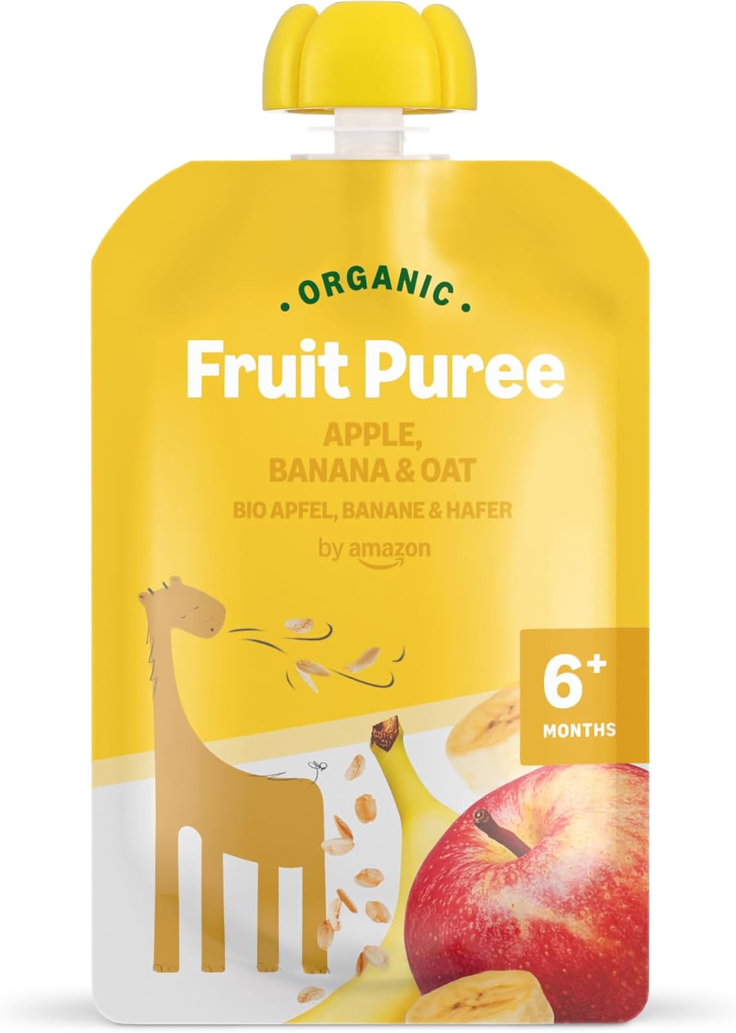 By Amazon Organic Fruit Puree Apple, Banana & Oat 90g (6m+)
