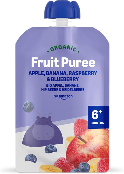 By Amazon Organic Fruit Puree Apple, Banana, Raspberry & Blueberry 90g (6m+)