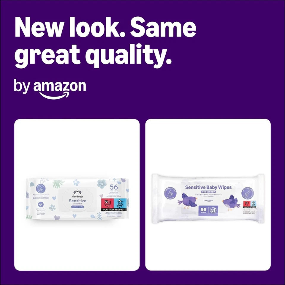 By Amazon Sensitive Baby Wipes- Unscented 56 pcs