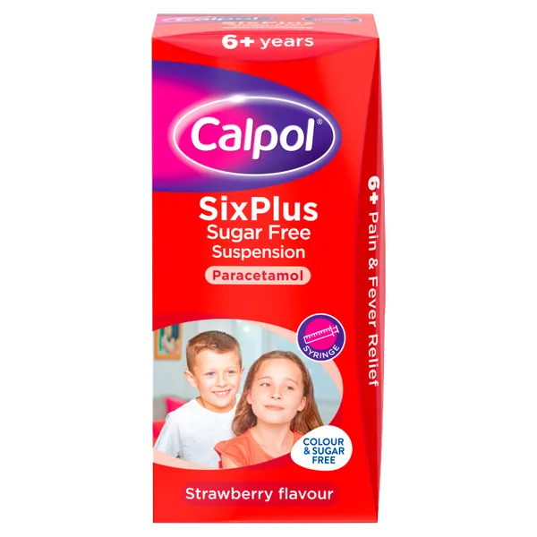 Calpol SixPlus Suspension Sugar Free Strawberry Flavor 6+ Years, 80ml