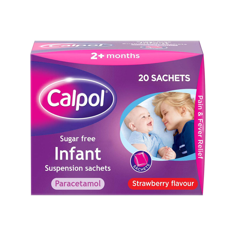 Calpol Sugar Free Infant Suspension Sachets 20 Sachets Strawberry Flavour