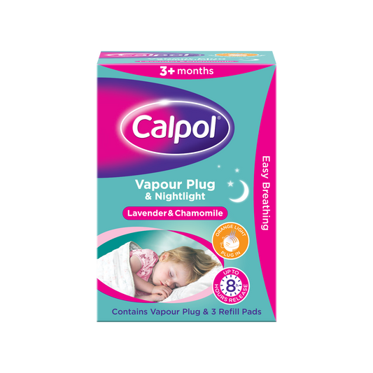 Calpol Vapour Plug Nightlight Lavender Chamomile 3+ Months (Orange Light)- Plug and 3 Refills