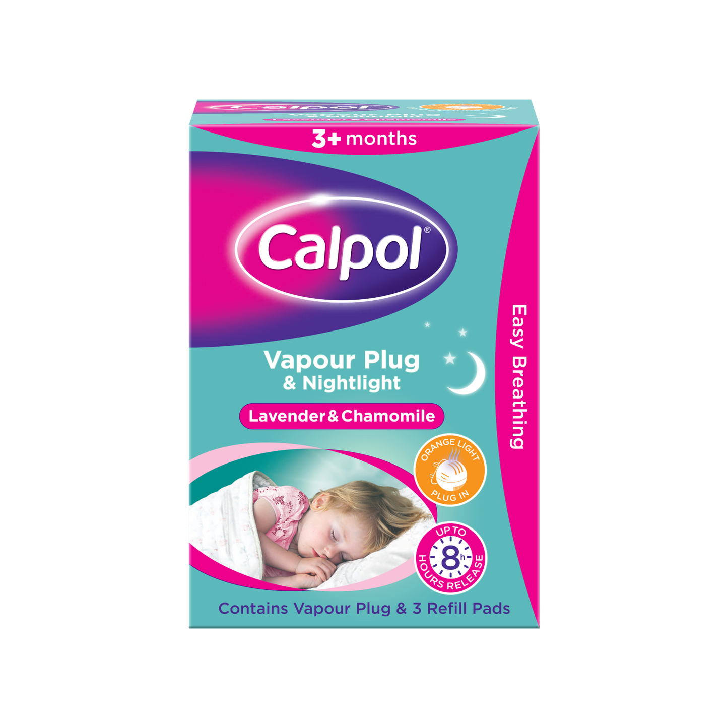 Calpol Vapour Plug Nightlight Lavender Chamomile 3+ Months (Orange Light)- Plug and 3 Refills