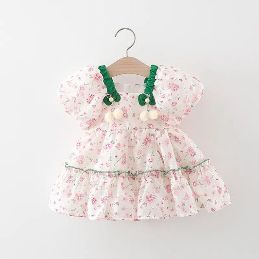 Colorful Baby Dress Little Girl Holiday Princess Dress- Pink