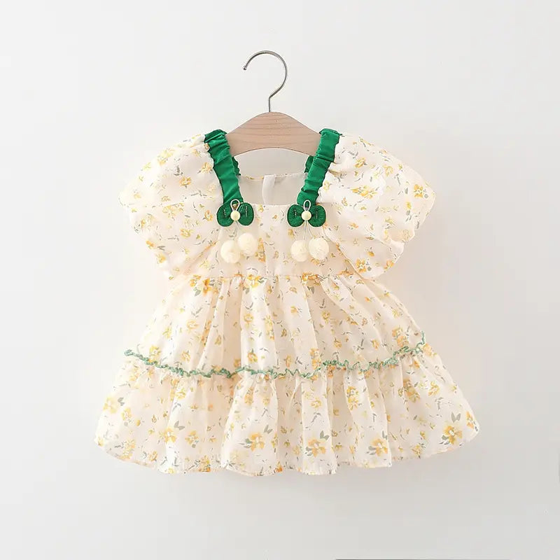 Colorful Baby Dress Little Girl Holiday Princess Dress- Yellow
