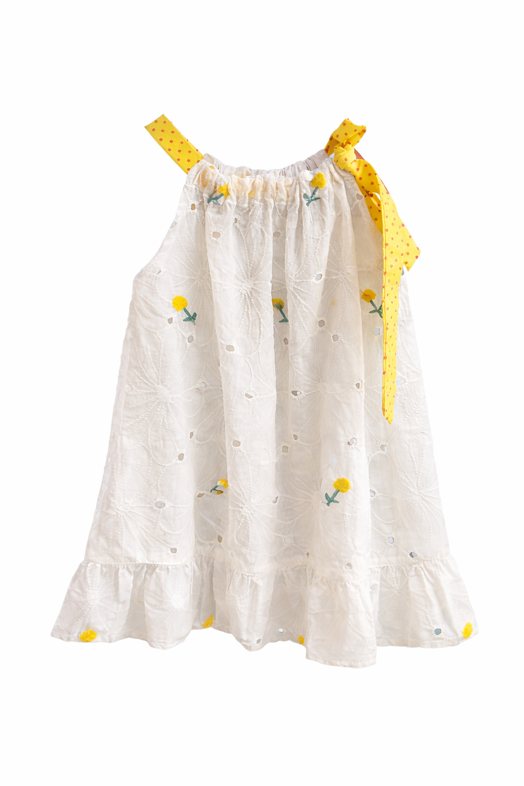 Cotton Daisy Embroidered Eyelet Tie Up Baby Girl Dress (2-5y) (CHIC09)