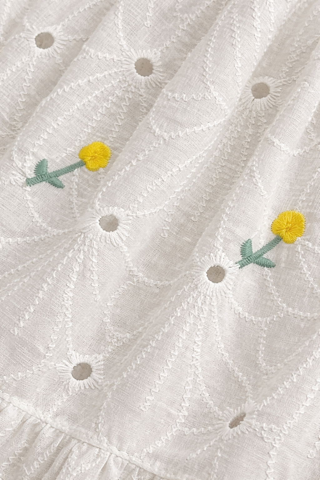 Cotton Daisy Embroidered Eyelet Tie Up Baby Girl Dress (2-5y) (CHIC09)