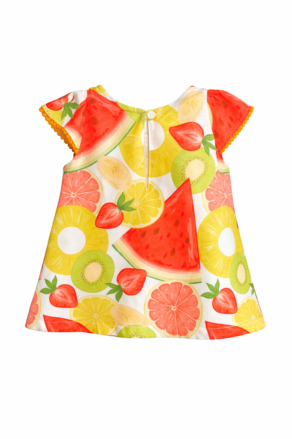 Cotton Tropical Fruit Print Baby Dress with Bow (12m- 4y) (WATER04)