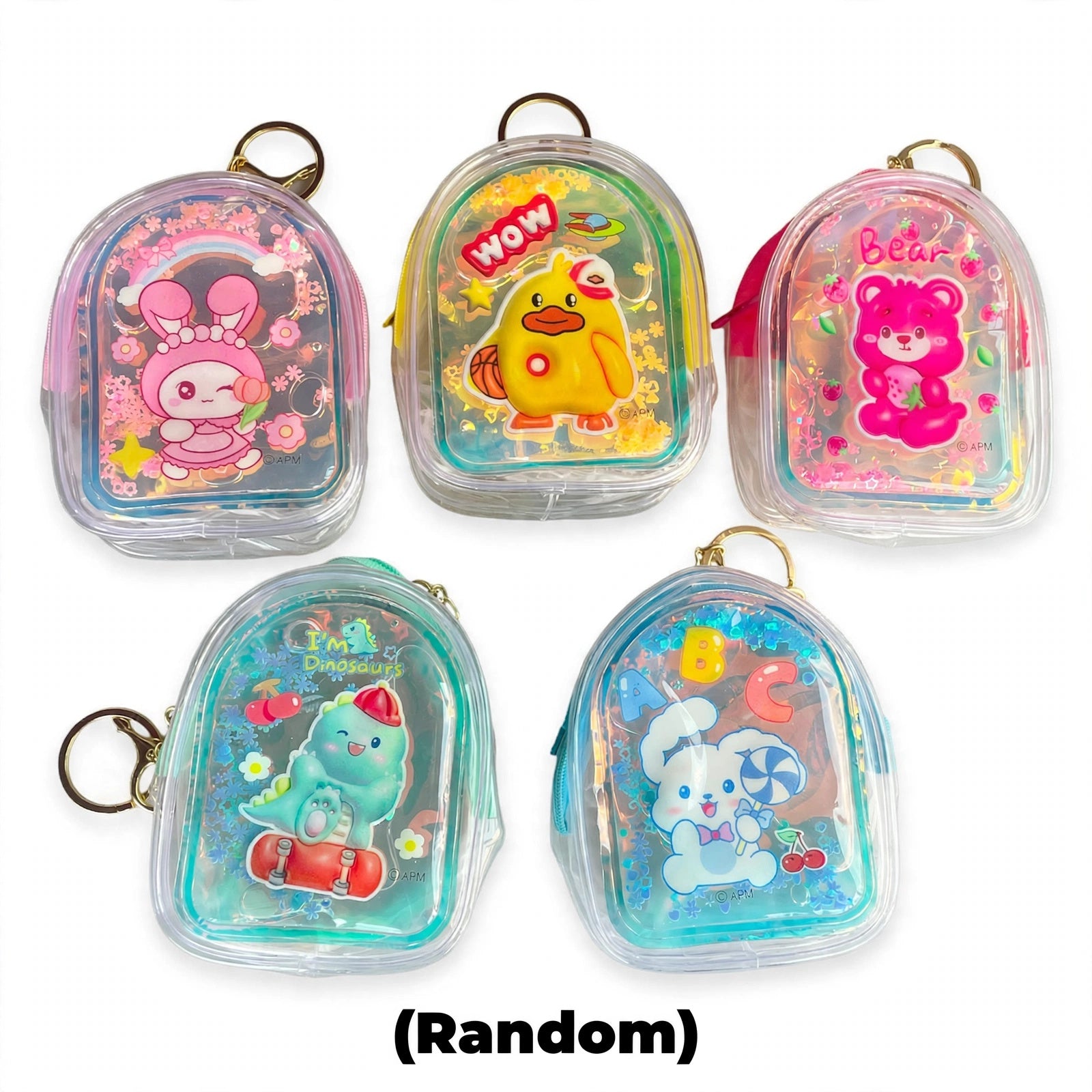 Cute Cartoon Liquid Glitter Mini Backpack Keychain (Random)