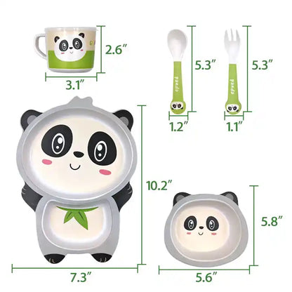 Cute Panda Bamboo Fiber Children's 5 Piece Tableware / Dinner Set