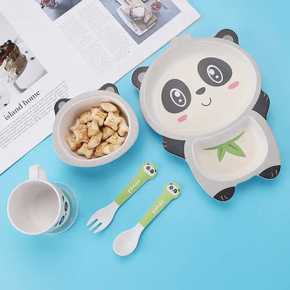 Cute Panda Bamboo Fiber Children's 5 Piece Tableware / Dinner Set