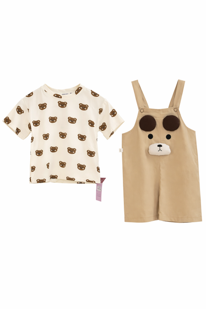 Bear Print Tee & Teddy Dungaree Set (3-5Y)