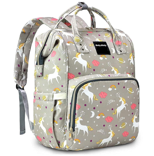 Diaper Bag Backpack Unicorn Grey