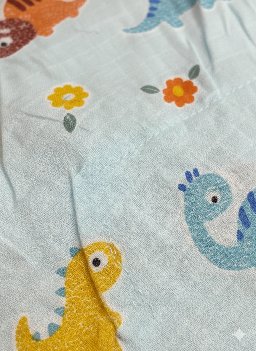 Dinosaur Print Long-Sleeve Baby Nightsuit-Sky Blue (18m-3y)