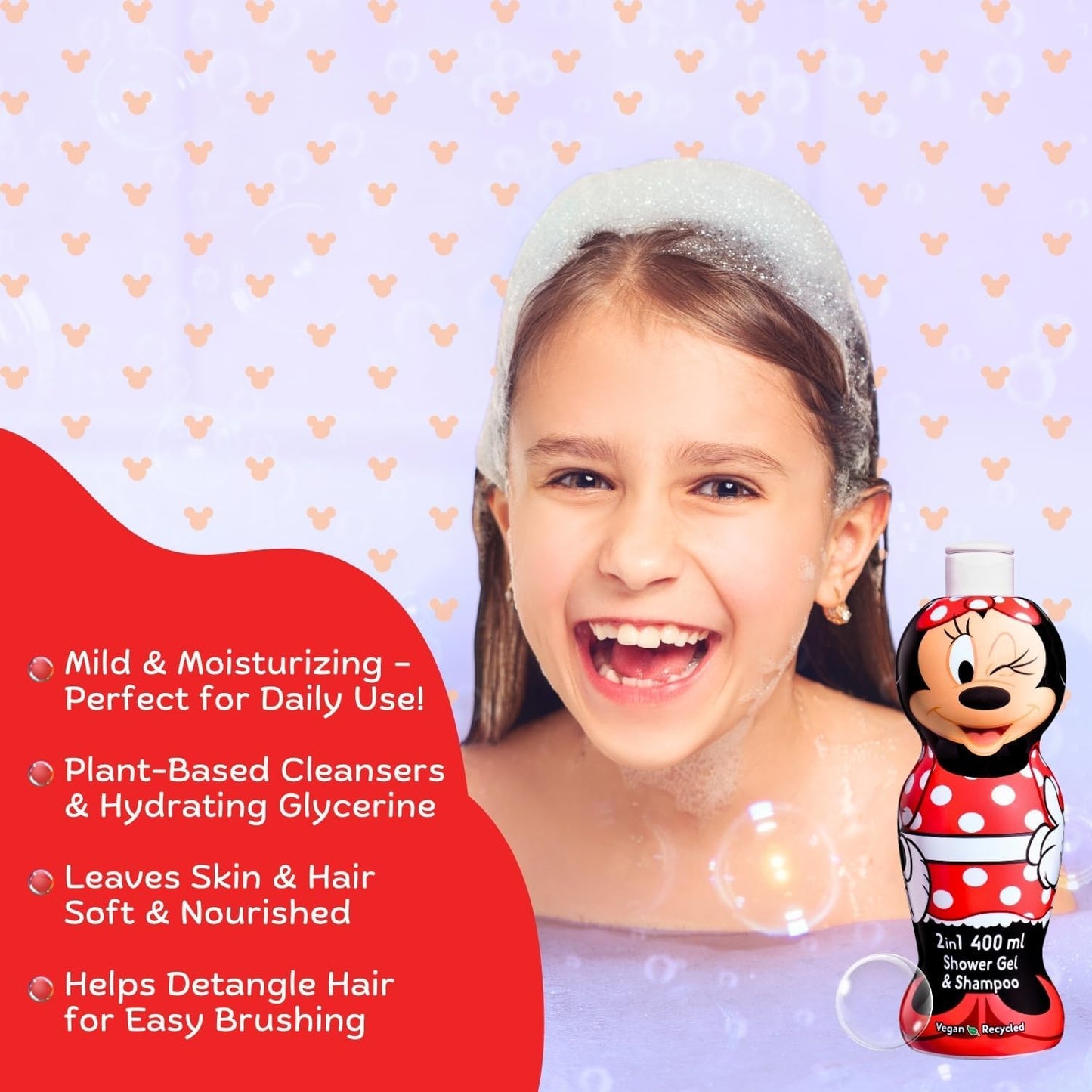 Disney Minnie Mouse 2in1 Kids Shower Gel & Shampoo 400ml