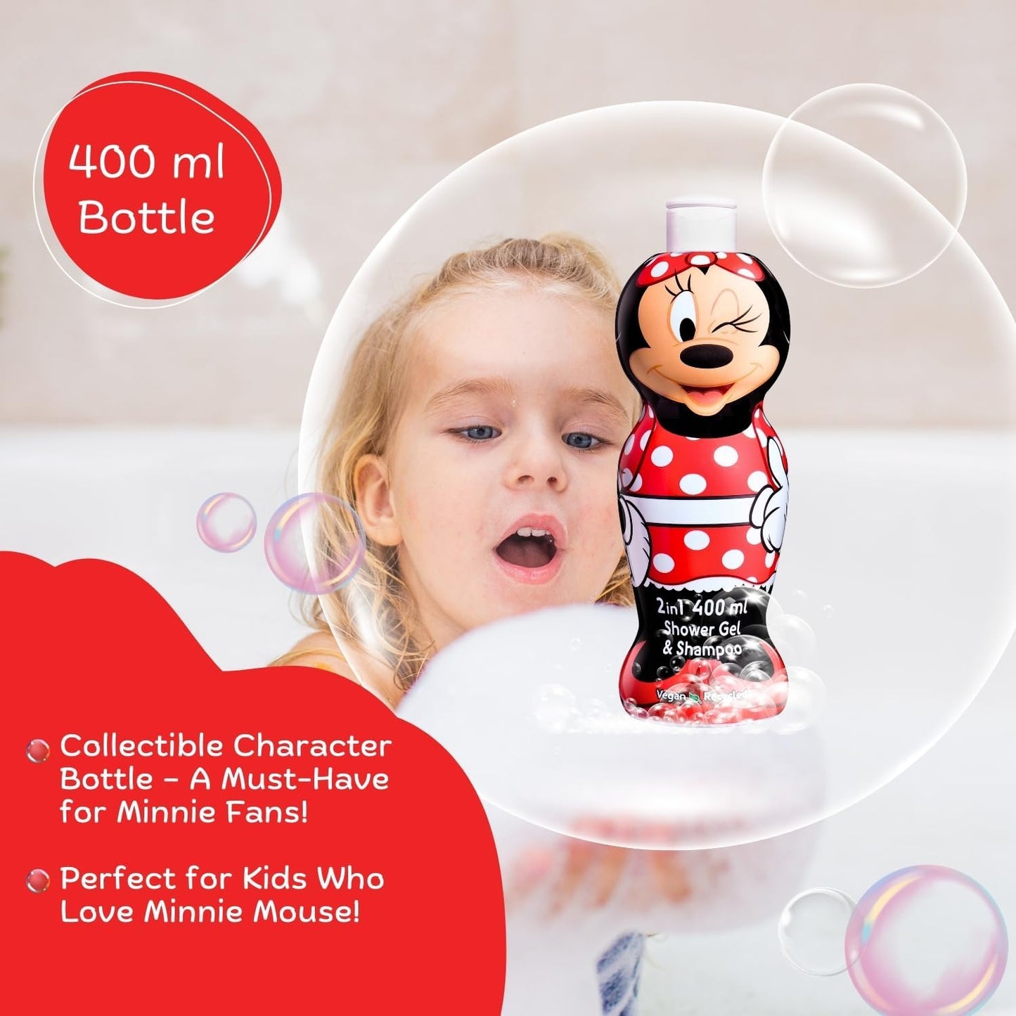 Disney Minnie Mouse 2in1 Kids Shower Gel & Shampoo 400ml