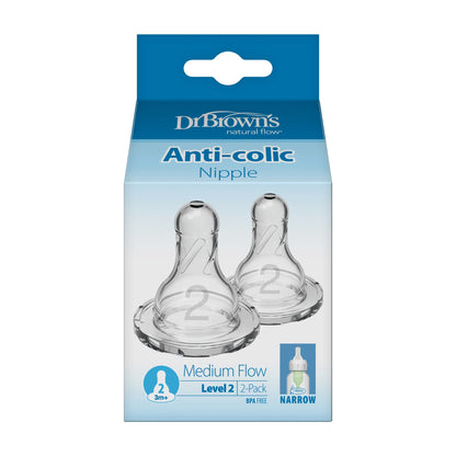 Dr. Brown's Anti Colic Narrow Neck Level 2 Teats (3m+)- 2 Pcs