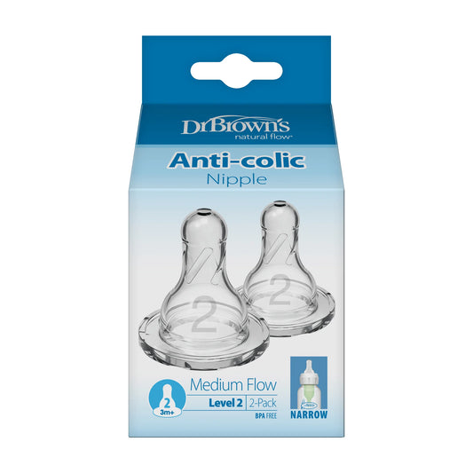 Dr. Brown's Anti Colic Narrow Neck Level 2 Teats (3m+)- 2 Pcs