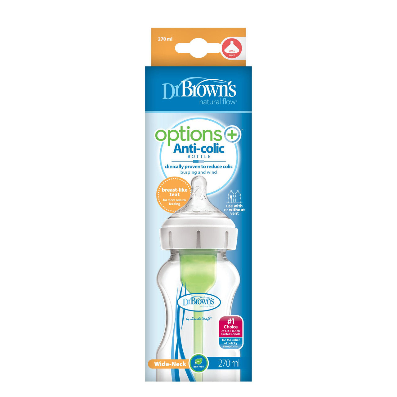 Dr. Brown's Options+ Anti Colic Wide Neck Baby Bottle (0m+) 270ml