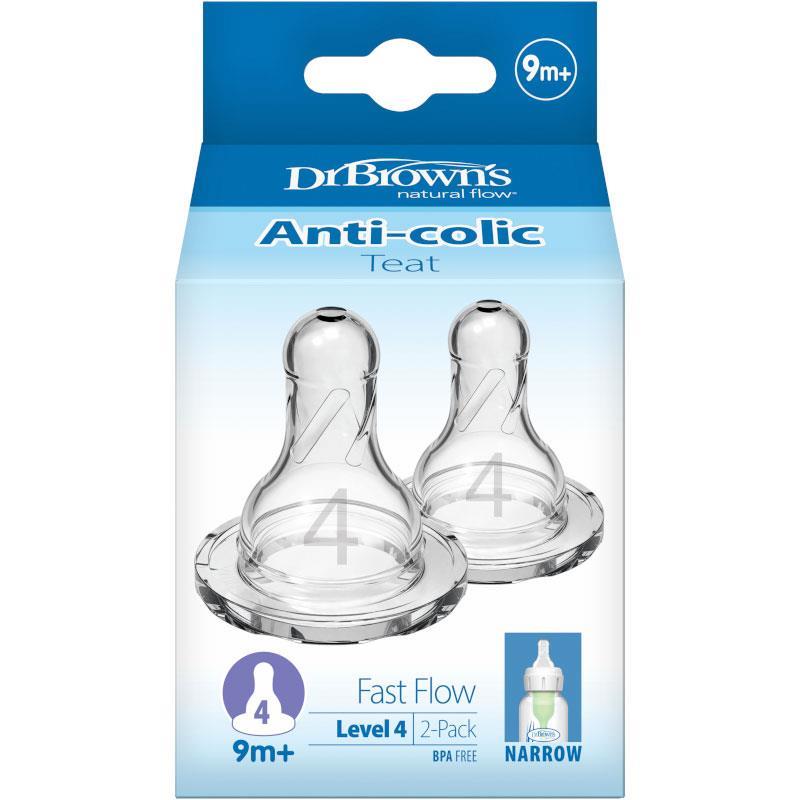 Dr Brown's Anti Colic Fast Flow Narrow Neck Teats(9m+)- 2 pcs