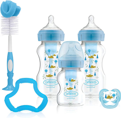 Dr Brown's Natural Flow Options+ Anti-Colic Baby Bottle Gift Set, Blue