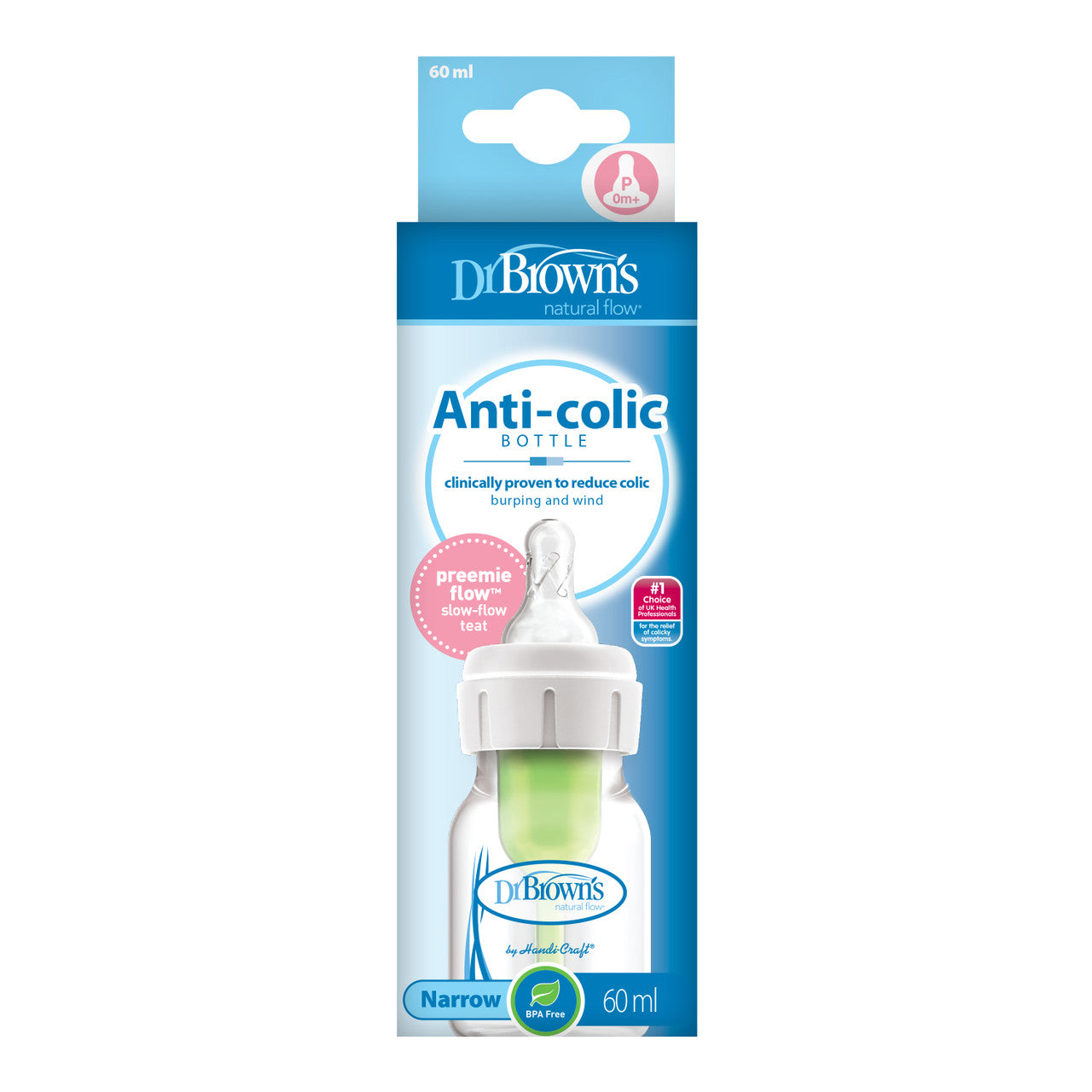 Dr Brown's Options+ Anti-Colic Narrow Preemie Baby Bottle 60ml (0m+)