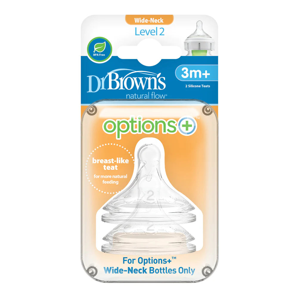 Dr Brown's Options+ Anti Colic Wide Neck Teats (3m+) Level 2