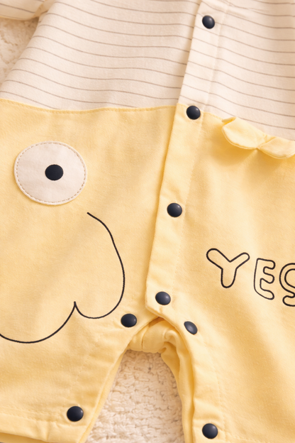 Baby Fish Print Romper Soft Cotton Summer Onesie-Yellow & Stripe