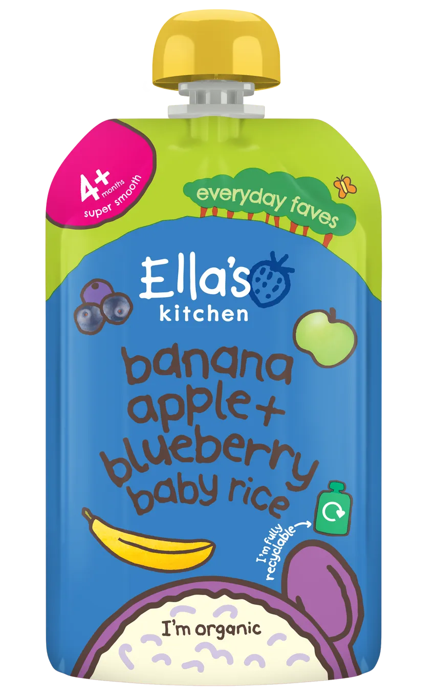Ella's Kitchen Baby Rice Pouch-Banana Apple & Blueberry (4m+) 120g
