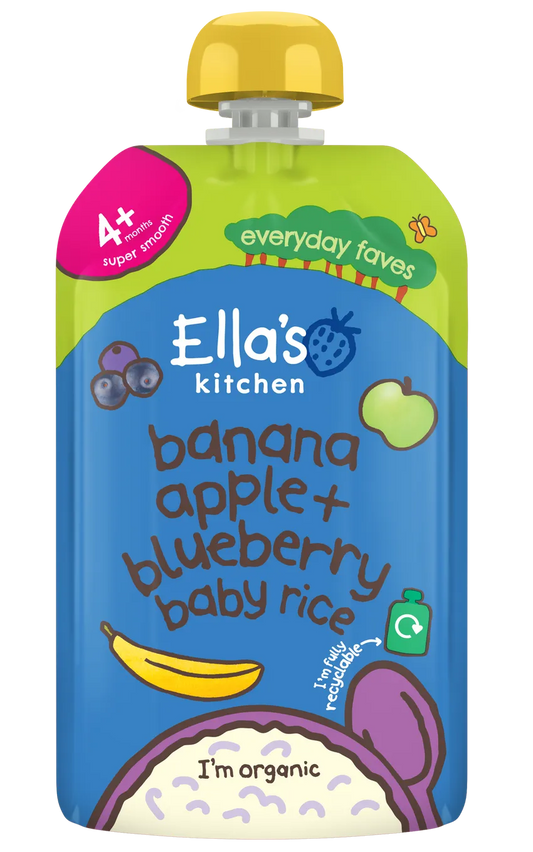 Ella's Kitchen Baby Rice Pouch-Banana Apple & Blueberry (4m+) 120g