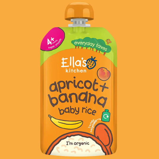 Ella's Kitchen Baby Rice Pouch- Apricot + Banana (4m+) 120g